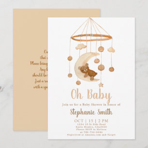 Boho Bear Mobile Baby Shower-inbjudan Inbjudningar