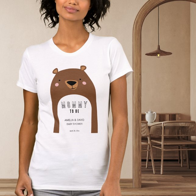 Boho Bear Mommy To Be Neutral Baby Shower T Shirt (Skapare uppladdad)