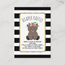 Boho Bear Randiga Baby Shower Blöja Lotteri