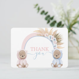 Boho Bear Twillingars Boy and Girl Tack du Card Kort