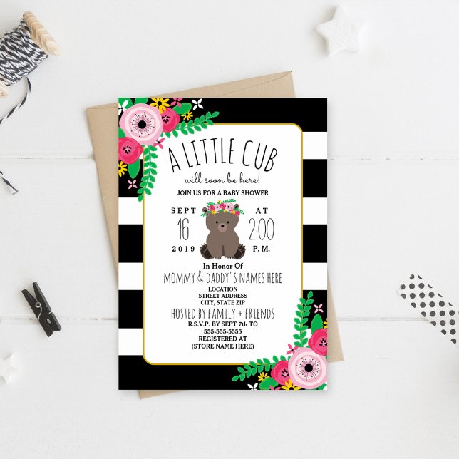 Boho Bear Unge Baby Shower-inbjudan Inbjudningar (Skapare uppladdad)