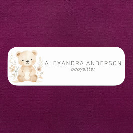 Boho Bear Watercolor Babyvvakttjänst Namnbricka