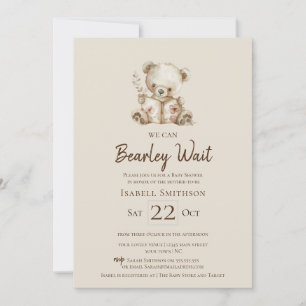 Boho Bearly Wait Foto Baby Shower  Inbjudningar