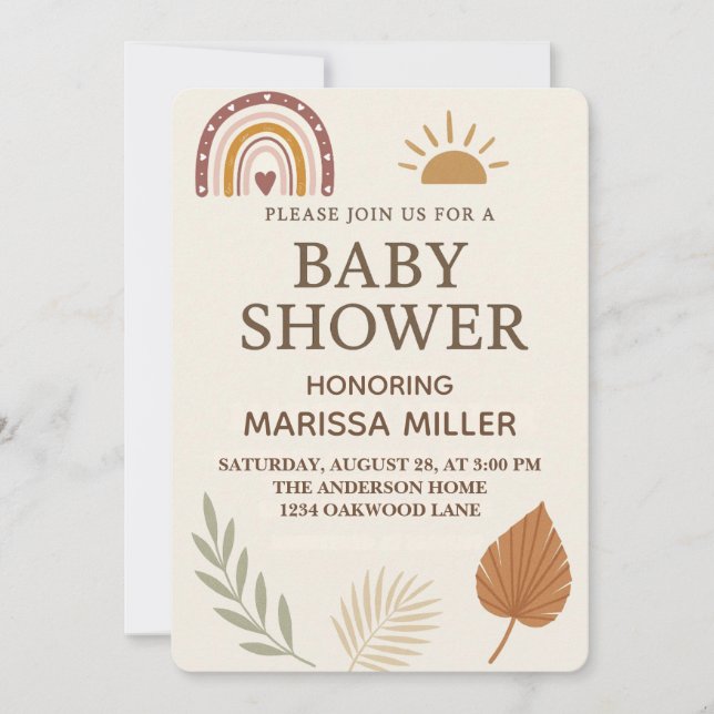 Boho Bebis Shower Inbjudan (Framsida)