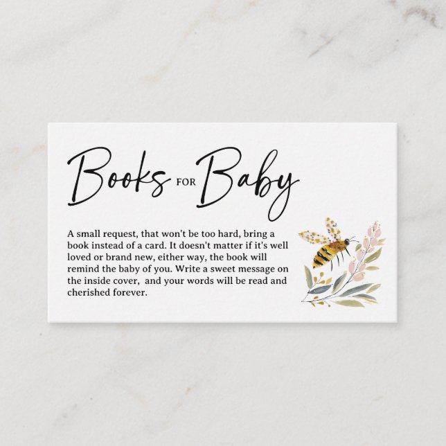 Boho Bee Baby Shower-böcker för bebis Tilläggskort (Framsida)