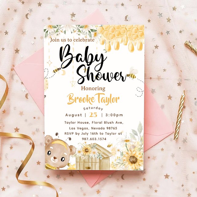 Boho Bee Baby Shower Inbjudningar (Skapare uppladdad)