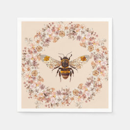 Boho Bee Watercolor Wildblomma Pappersservett