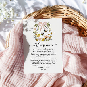 Boho Bee & Wildflower Barnrumsfirande Tack Kort