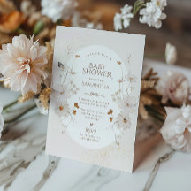 Boho Beige Akvarell Blommig Trädgårds Baby Shower