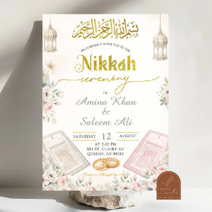 Boho Beige Blommig Ameen Ceremoni Inbjudningar