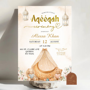 Boho Beige Blommig Aqeeqah Inbjudningar