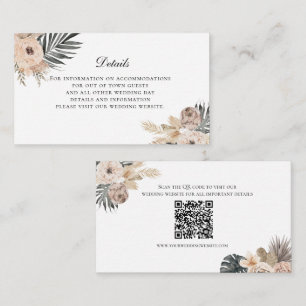 Boho Beige Blommig Bröllopsdetaljer Inneslutande K Tilläggskort