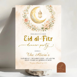 Boho Beige Blommig Halvmåne Ramadan Eid Al-Fitr Inbjudningar