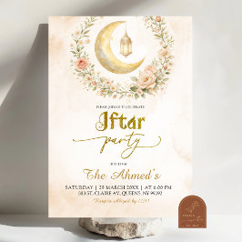 Boho Beige Blommig Halvmåne Ramadan Iftar-fest Inbjudningar