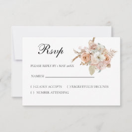 Boho beige blommig RSVP-kort OSA Kort