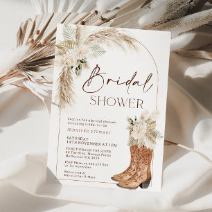 Boho Beige Blommigt Boots Möhippa Inbjudningar