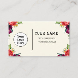 Boho Beige Blommigt Calligraphy-skript QR-kod Visitkort