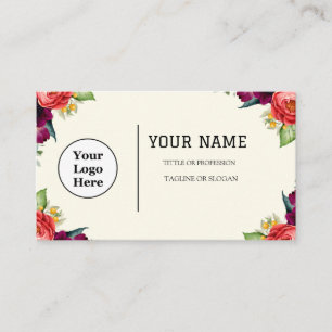 Boho Beige Blommigt Calligraphy-skript QR-kod Visitkort
