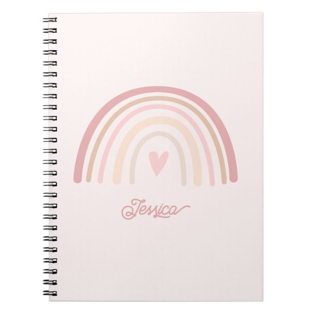 Boho Beige Blush Rainbow Anteckningsbok (Framsidan)
