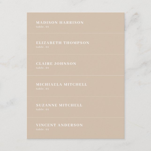 Boho Beige Bröllop Namn-platskort DIY Inbjudningar (Framsida)