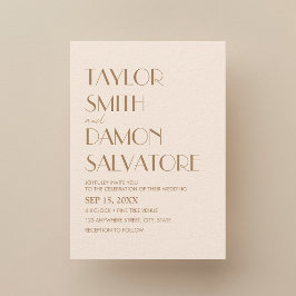 Boho Beige Brown Earth Tones Bold Retro Bröllop Inbjudningar