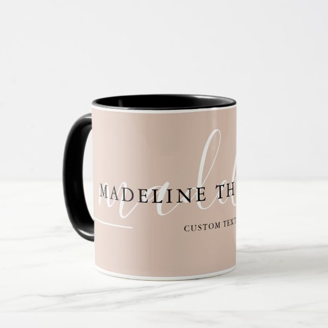Boho Beige Calligraphy Coffee Tea Mugg (Framsida vänster)