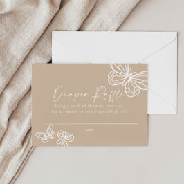 Boho Beige Diaper Raffle Baby Shower Card Anteckningskort