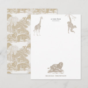 Boho Beige Djur i Djungeln Safari Chinoiserie Anteckningskort