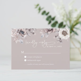 Boho Beige & Dusty Mauve RSVP Bröllopskort Inbjudningar