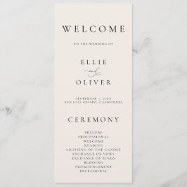 Boho Beige Elegant minimalist Bröllop Program