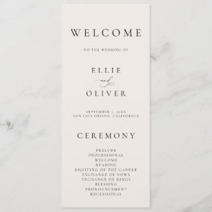 Boho Beige Elegant minimalist Bröllop Program