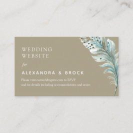 Boho Beige Fjäder Minimalistisk Bröllopsdetaljer W Tilläggskort