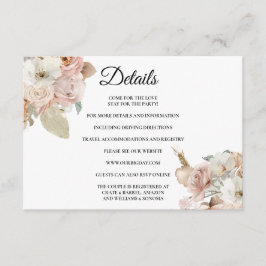 Boho beige Floral Enclosure Card Details Tilläggskort