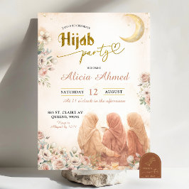 Boho Beige Floral Hijab Party Inbjudningar