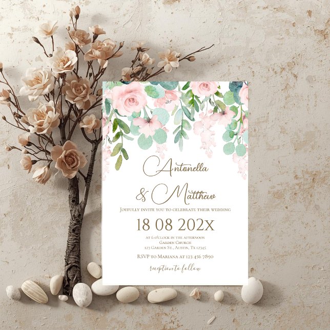 Boho beige floral wedding inbjudningar (Skapare uppladdad)