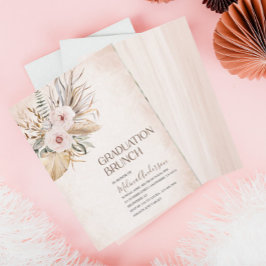 Boho Beige Flowesr vattencolor studenten brunch Inbjudningar