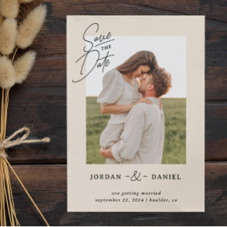 Boho Beige Foto Spara Datum-kort Datumet