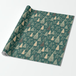 Boho Beige Gröna Julträd Semester Presentpapper