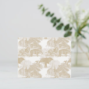 Boho Beige Jungle Animals Safari Chinoiserie Vykort