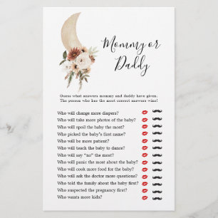 Boho Beige Måne Baby Shower Mamma eller pappa