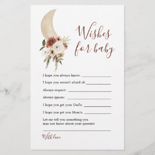 Boho Beige Måne Baby Shower Önskemål för Baby