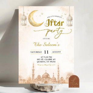 Boho Beige Minimalist Moské Ramadan Iftar-fest Inbjudningar