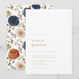 Boho Beige och Blommig Bröllopsinbjudan Inbjudningar