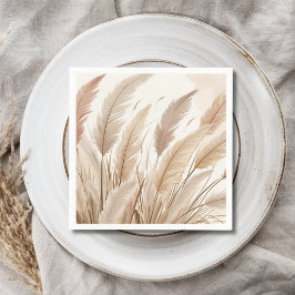 Boho Beige Pampas Gräs Bröllop Pappersservett