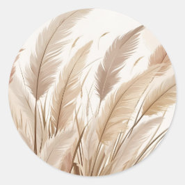 Boho Beige Pampas Gräs Bröllop Runt Klistermärke
