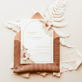 Boho Beige Pampas Grass Bröllop Inbjudningar