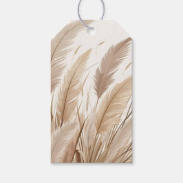 Boho Beige Pampas Grass Bröllop Presentetikett