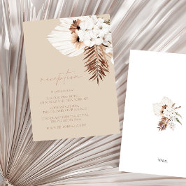 Boho Beige Pampas Grass Orchid Wedding Reception Tilläggskort