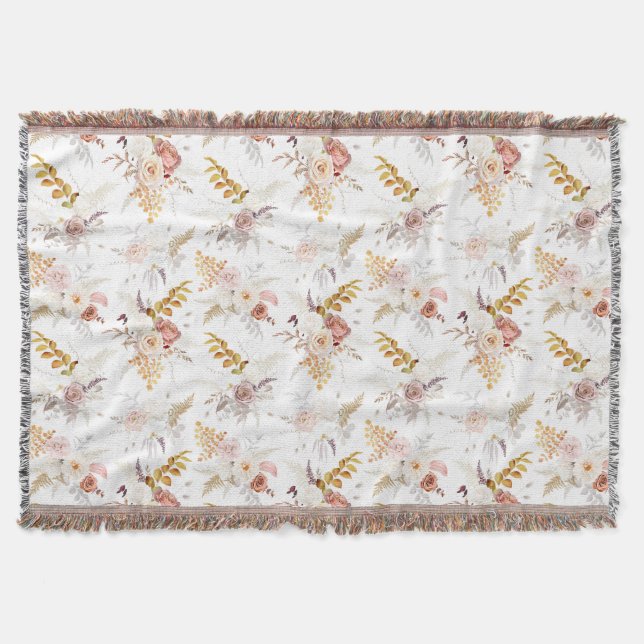 Boho Beige, Pampas Grass Terracotta Akvarell Vi Filt (Framsidan)