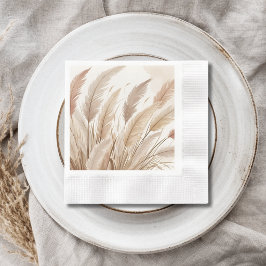 Boho Beige Pampasgräs Bröllop Pappersservett